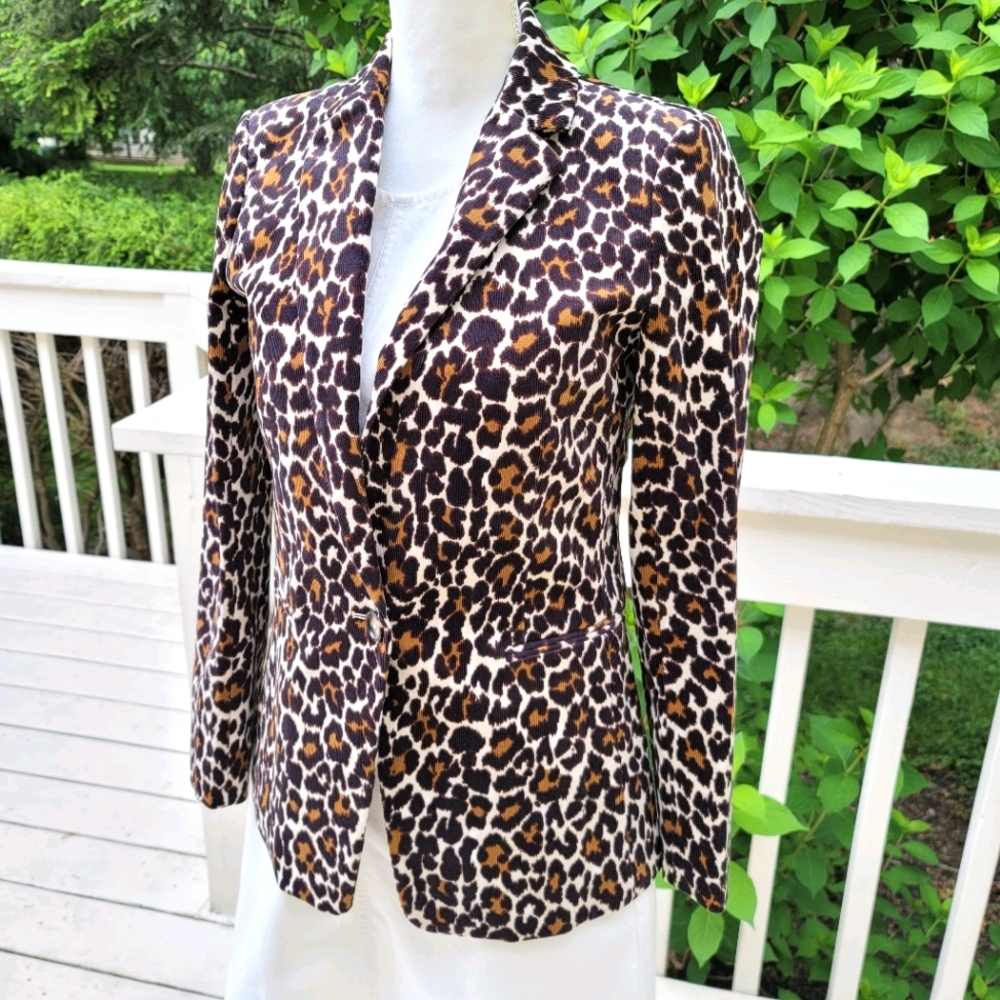 New! J Crew sz 4 Parke Leopard Jacket Blazer Stretch Corduroy NWT